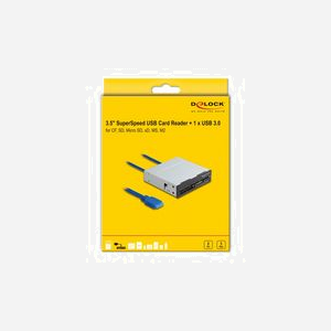 DeLOCK Lecteur Cartes 3.5" USB 3.2 Gen 1 (5 Gbps) 6 Slots CF/SD/MicroSD/MS/xD + USB Type-A Femelle, Boîtier Métal Noir/Gris, Windows/Linux - Miniature 4