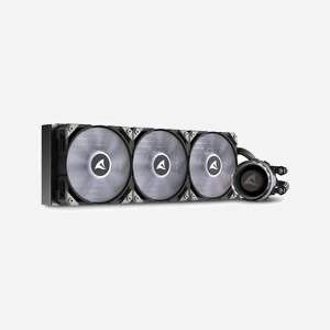 Sharkoon S90 RGB : Refroidisseur liquide AIO 12cm, 600-2000 RPM, 131.93 m³/h, sockets Intel/AMD (dont LGA1700/AM5), radiateur aluminium 392x121mm - Miniature 2