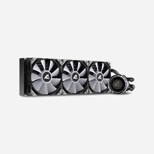 Sharkoon S90 RGB : Refroidisseur liquide AIO 12cm, 600-2000 RPM, 131.93 m³/h, sockets Intel/AMD (dont LGA1700/AM5), radiateur aluminium 392x121mm - Miniature 3