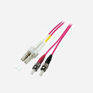 EFB Elektronik Câble Fibre Optique OM4 LC/ST 50/125µm 0.5m – Connecteurs Mâle-Mâle, Full Duplex, Diamètre cœur 50µm, Gaine 125µm, Rose - Miniature 1