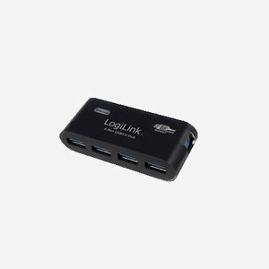 LogiLink UA0170 - Hub USB 3.2 Gen 1 (3.1 Gen 1) Type-A 4 Ports 5000 Mbit/s Noir avec Alimentation Externe et Câble USB Inclus - Miniature 1
