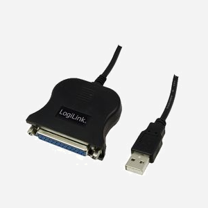 LogiLink UA0054A : Câble parallèle USB A vers DB25 Noir, 1.8m, Connectique USB 2.0, Dimensions Emballage 215x45x146mm, Poids 180g
