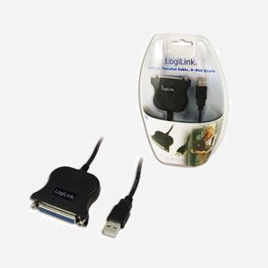 LogiLink UA0054A : Câble parallèle USB A vers DB25 Noir, 1.8m, Connectique USB 2.0, Dimensions Emballage 215x45x146mm, Poids 180g - Miniature 2
