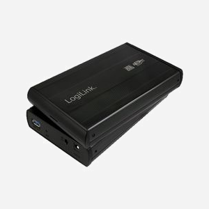 LogiLink UA0107 : Boîtier Externe Aluminium Noir pour Disque Dur 3.5" SATA, USB 3.2 Gen 1 (5 Gbit/s), Hot-Swap, Alimentation Externe 12V/2A