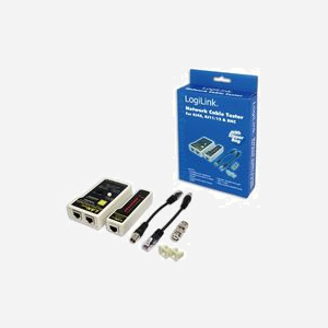 Testeur de câble réseau LogiLink WZ0015 RJ-11/RJ-12/RJ-45 avec indicateurs LED de continuité et de court-circuit - Miniature 1