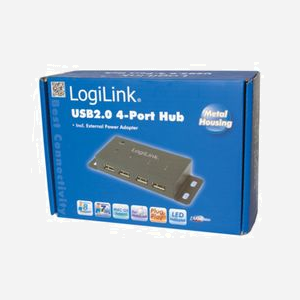 LogiLink UA0141A Hub USB 2.0 4 Ports 480 Mbit/s Boîtier Métal Noir, Alimentation Secteur 100-240V, 117x45x20mm, Compatible Windows/macOS - Miniature 2