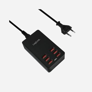 LogiLink PA0139 Chargeur Secteur Universel 6 Ports USB 2.0 (5V, 6.4A, 32W) Protections Surtension/Sur-courant/Court-circuit Noir, Entrée 100-240V - Miniature 4