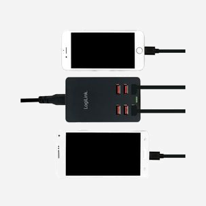 LogiLink PA0139 Chargeur Secteur Universel 6 Ports USB 2.0 (5V, 6.4A, 32W) Protections Surtension/Sur-courant/Court-circuit Noir, Entrée 100-240V - Miniature 5