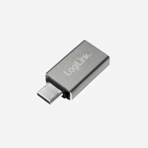 LogiLink AU0042 Adaptateur USB 3.1 Type-C Mâle vers USB 3.0 Femelle Argenté, Boîtier Aluminium, Transfert 5 Gbit/s, Dimensions 33x15x7 mm
