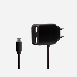 LogiLink PA0157 Chargeur Secteur Universel 2 Ports USB 2.0 5V/2.1A (10.5W) Câble 1m Noir, Protections Surtension et Surintensité, CE/RoHS