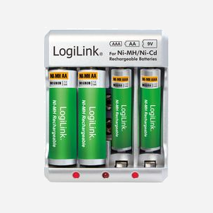 LogiLink PA0168 : Chargeur secteur 100-240V pour 4 batteries NiMH, sortie 9V, protection sur-courant/surtension, indicateur LED de charge - Miniature 3