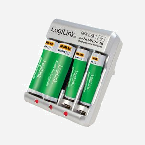 LogiLink PA0168 : Chargeur secteur 100-240V pour 4 batteries NiMH, sortie 9V, protection sur-courant/surtension, indicateur LED de charge - Miniature 4
