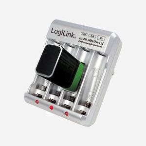 LogiLink PA0168 : Chargeur secteur 100-240V pour 4 batteries NiMH, sortie 9V, protection sur-courant/surtension, indicateur LED de charge - Miniature 5