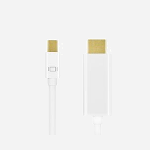 LogiLink CV0124 Câble Mini DisplayPort 1.2 vers HDMI Type A (Standard) Mâle/Mâle 3m, contacts plaqués or, 30Hz, conforme RoHS et CE, blanc - Miniature 2