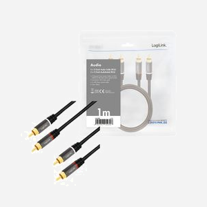 Câble Audio LogiLink CA1202 - 1m - 2x RCA Mâle vers 2x RCA Mâle - Contacts Or - AWG28 - Diamètre 5mm - Noir - Miniature 5