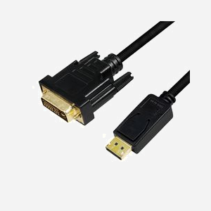 LogiLink CV0130 : Câble Adaptateur Vidéo 1m DisplayPort 1.2 vers DVI-D Mâle/Mâle, Résolution 1920x1080 60Hz, Contacts Plaqué Or, Noir, 7.1g