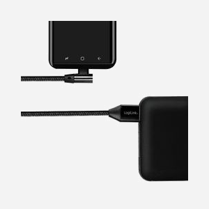 LogiLink CU0138 : Câble USB 2.0, 1m, USB-A vers USB-C, Noir, Transfert 480 Mbit/s, 5V/3A, Connecteurs mâle droit / mâle coudé - Miniature 4