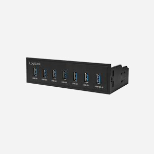 LogiLink UA0342 Lecteur Interne 5.25" avec 7 Ports USB 3.2 Gen 1, Taux de Transfert 5000 Mbit/s, Dimensions 148x78x42mm, Noir
