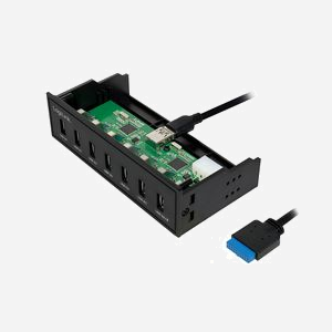 LogiLink UA0342 Lecteur Interne 5.25" avec 7 Ports USB 3.2 Gen 1, Taux de Transfert 5000 Mbit/s, Dimensions 148x78x42mm, Noir - Miniature 3