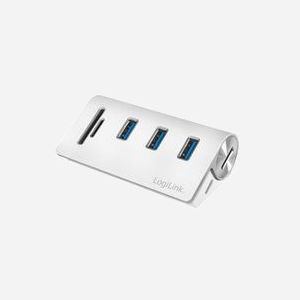 LogiLink CR0045 : Hub USB 3.2 Gen 1 Type-A Argent, 3 Ports USB-A, Lecteur Cartes SD/MicroSD, Boîtier Aluminium, Compatible Windows/macOS/Linux - Miniature 2
