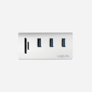 LogiLink CR0045 : Hub USB 3.2 Gen 1 Type-A Argent, 3 Ports USB-A, Lecteur Cartes SD/MicroSD, Boîtier Aluminium, Compatible Windows/macOS/Linux - Miniature 3
