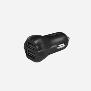 LogiLink PA0203 Chargeur Allume-cigare 12-24V, 2 Ports USB 2.0 5V/2A (10W), Protection Surtension/Courant/Température, Câble 0.3m, Noir - Miniature 2