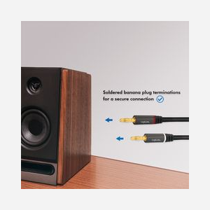 LogiLink CA1211 Câble Audio 5m Connecteurs Banane Mâle vers Mâle, Contacts Or, Gaine Nylon, Noir - Miniature 3