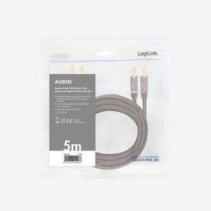 LogiLink CA1211 Câble Audio 5m Connecteurs Banane Mâle vers Mâle, Contacts Or, Gaine Nylon, Noir - Miniature 4