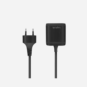 LogiLink PA0256 Chargeur Secteur Universel Noir 2.4A USB-A + USB-C 5V/12W, Câble 1.5m, Protections Surtension/Surintensité/Court-circuit, 230V - Miniature 2