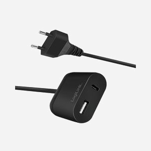 LogiLink PA0256 Chargeur Secteur Universel Noir 2.4A USB-A + USB-C 5V/12W, Câble 1.5m, Protections Surtension/Surintensité/Court-circuit, 230V - Miniature 3