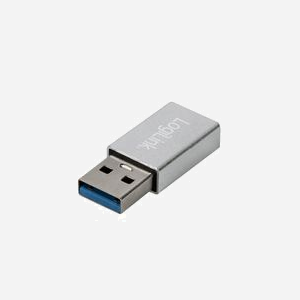 LogiLink AU0056 Adaptateur USB Type-C Femelle vers USB 3.2 Gen 1 Mâle, Boîtier Argent, Transfert 5 Gbit/s, Dimensions 14.6x34x7.4mm