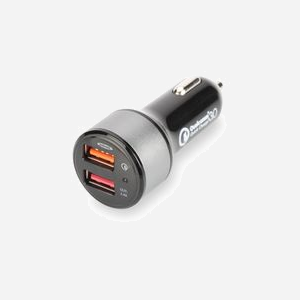 Ednet 84103 Chargeur Auto Allume-cigare Quick Charge™ 3.0 Dual USB (2.4A + 3A) 12-24V Noir/Gris avec protections surtension, surchauffe et court-circuit - Miniature 1