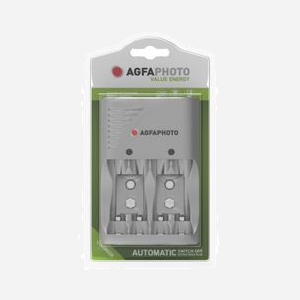 AgfaPhoto Chargeur Universel 140-849959 : 2 Batteries AA/AAA/9V, Gris, Tension d'entrée 1.2V, Dimensions Emballage 100x62x180mm