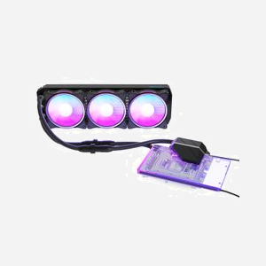 Alphacool Eiswolf 2 AIO Refroidisseur liquide GPU RTX 4080 FE, radiateur cuivre 395mm, 3x120mm, 0-2500tr/min, 119.8m³/h, éclairage aRGB - Miniature 1