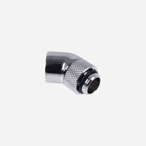 Alphacool Raccord 17247 Nickel/Argent, Filetage 1/4", Angle 45°, Connecteur Mâle/Femelle, Dimensions 18.5x35x18.5mm, Poids 100g