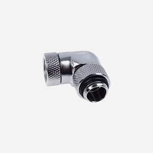 Alphacool Raccord 17261 - Nickel/Argent, Filetage 1/4", Angle 90°, Connecteur Mâle/Femelle, Dimensions 32.5x18x32.5mm, Poids 100g - Miniature 2