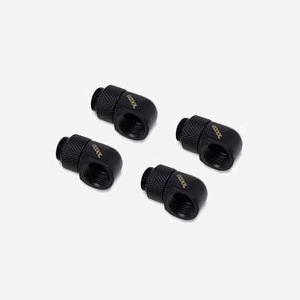 Alphacool Raccord 17615 - Laiton Noir G1/4" - Kit de 4 - Dimensions 18x32x18mm - Conforme CE/RoHS - Pour Systèmes de Refroidissement Liquide