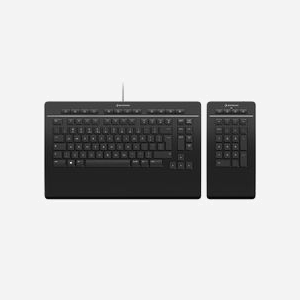 3Dconnexion Keyboard Pro avec Numpad - Clavier Bureau QWERTY US International, USB + RF Wireless + Bluetooth, Switch Ciseaux, Batterie 350mAh