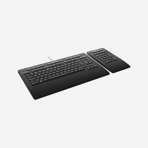 3Dconnexion Keyboard Pro avec Numpad - Clavier Bureau QWERTY US International, USB + RF Wireless + Bluetooth, Switch Ciseaux, Batterie 350mAh - Miniature 3