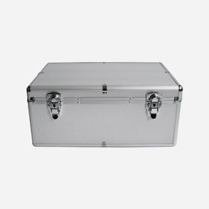 MediaRange BOX77 Caisse Rigide Argent pour 500 Disques Optiques (120mm) - Poignée Aluminium Ergonomique, Toison/Plastique/Bois, 447x300x180mm, RoHS - Miniature 2