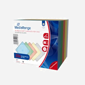 MediaRange BOX37 : Boîtier fin pour 1 disque optique 120mm (CD/DVD/Blu-Ray), Multicolore, Lot de 20 unités, Dimensions emballage 129x100x125mm, RoHS - Miniature 1