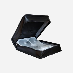 MediaRange BOX93 Étui Portefeuille 200 Disques Optiques 120mm Noir Simili-cuir/Toison avec Poignée et Fermeture Éclair, Protection Anti-Poussière/Rayures