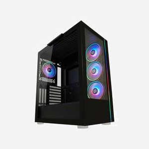 LC-Power LC-808B-ON Boîtier PC Midi Tower Noir ATX/EATX/micro ATX/Mini-ITX, 2x3.5", 5x2.5", Vitre Trempée, USB 3.2 Gen 1/Gen 2 Type-A/Type-C, Vent. 120/140mm - Miniature 1