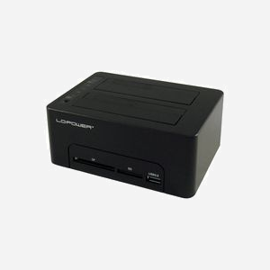 LC-Power LC-DOCK-U3-CR Station d'accueil HDD/SSD SATA 2.5/3.5" USB 3.2 Gen 1 Type-A, Lecteur Cartes CF/SD, Windows, Noir