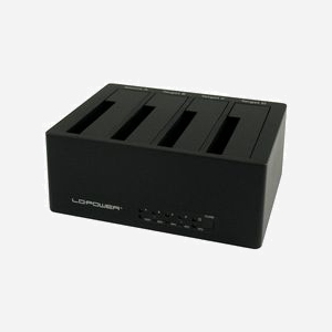 LC-Power LC-DOCK-U3-4B Station d'accueil HDD/SSD 2.5/3.5" SATA vers USB 3.2 Gen 1 Type-A, 4 baies, 5 Gbit/s, eSATA, Windows compatible