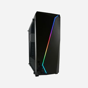 LC-Power Gaming 700B Hexagon - Boîtier PC Midi Tower Noir, ATX/micro ATX/Mini-ITX, 2x3.5", 4x2.5", USB 3.2 Gen 1, Façade Verre Trempé, Éclairage Multi-Couleur - Miniature 2