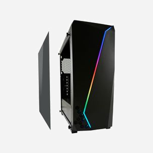 LC-Power Gaming 700B Hexagon - Boîtier PC Midi Tower Noir, ATX/micro ATX/Mini-ITX, 2x3.5", 4x2.5", USB 3.2 Gen 1, Façade Verre Trempé, Éclairage Multi-Couleur - Miniature 3
