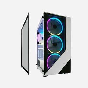 LC-Power Gaming 803W - Boîtier PC Midi Tower Noir/Blanc - ATX/microATX/Mini-ITX - 2x3.5", 3x2.5" - USB 3.2 Gen 1 - Vent. 120/140mm - Verre Trempé - Miniature 4