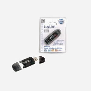LogiLink CR0007 Lecteur de carte mémoire externe USB 2.0 pour SD/MMC, taux de transfert 480 Mbit/s, alimentation USB, noir