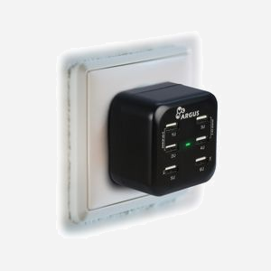 Inter-Tech Argus LS-6US USB Chargeur Secteur Universel Noir 5V/6.8A, Entrée 100-240V/1A, avec LED, Dimensions 675x580x675mm, Poids 170g - Miniature 2